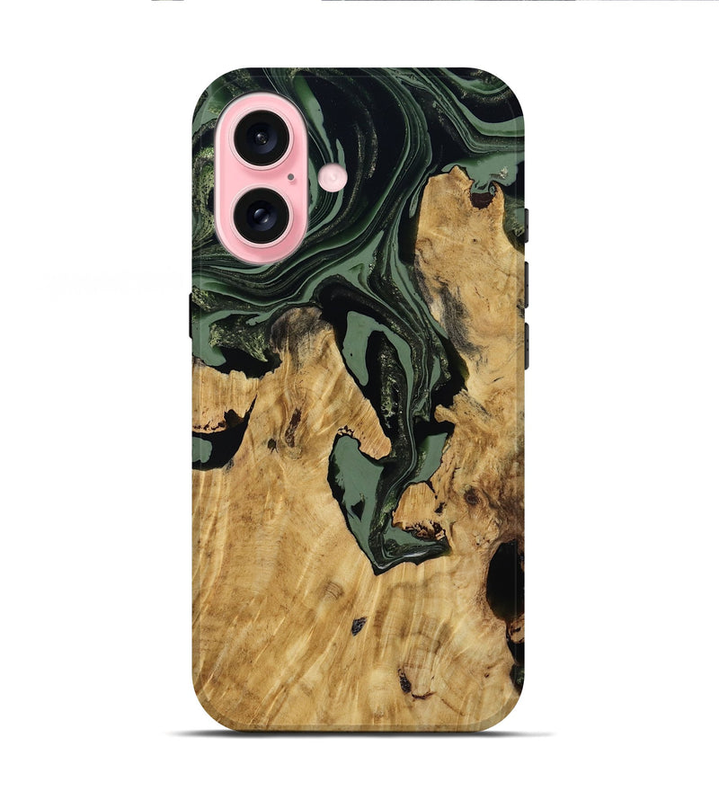 iPhone 16 Wood Live Edge Phone Case - Warner (Green, 800700)