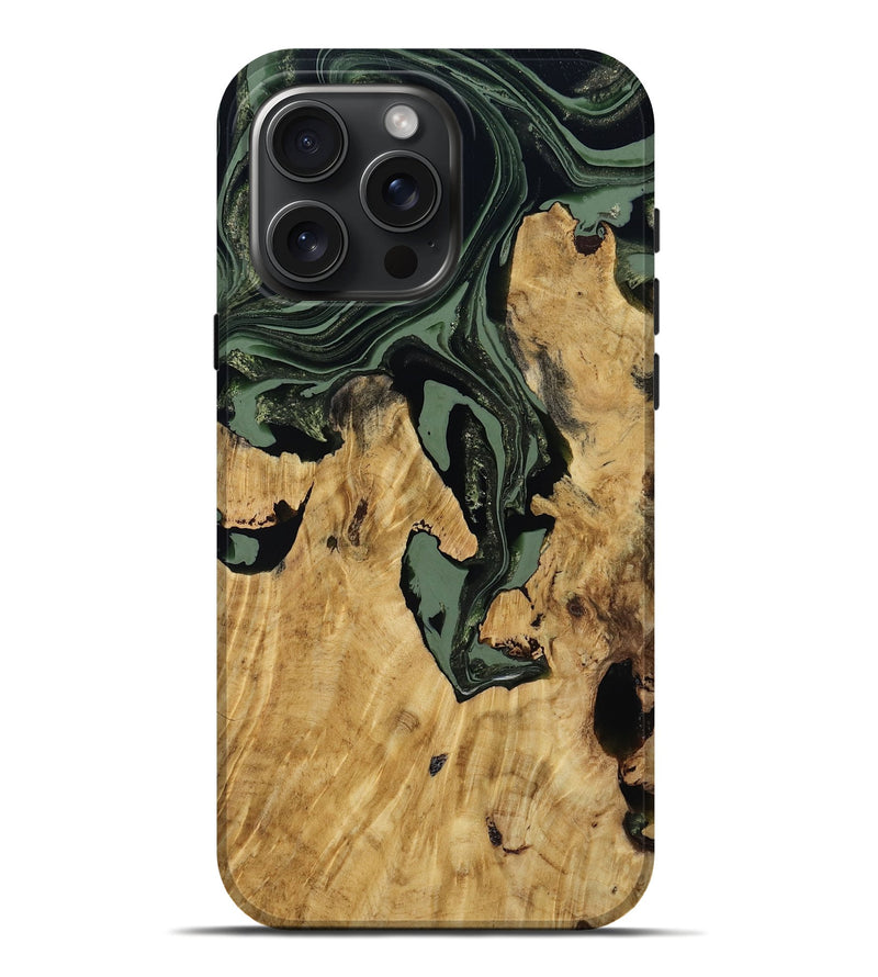 iPhone 16 Pro Max Wood Live Edge Phone Case - Warner (Green, 800700)