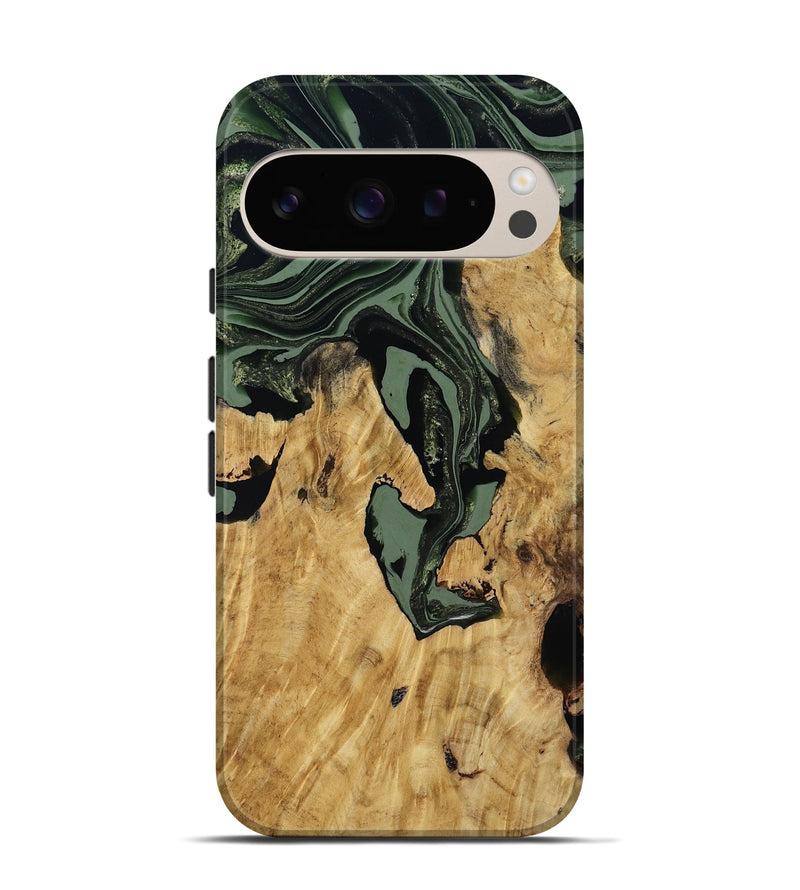 Pixel 9 Wood Live Edge Phone Case - Warner (Green, 800700)