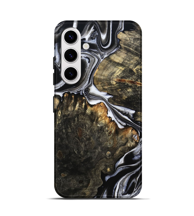 Galaxy S25 Wood Live Edge Phone Case - Hoyt (Black & White, 800701)
