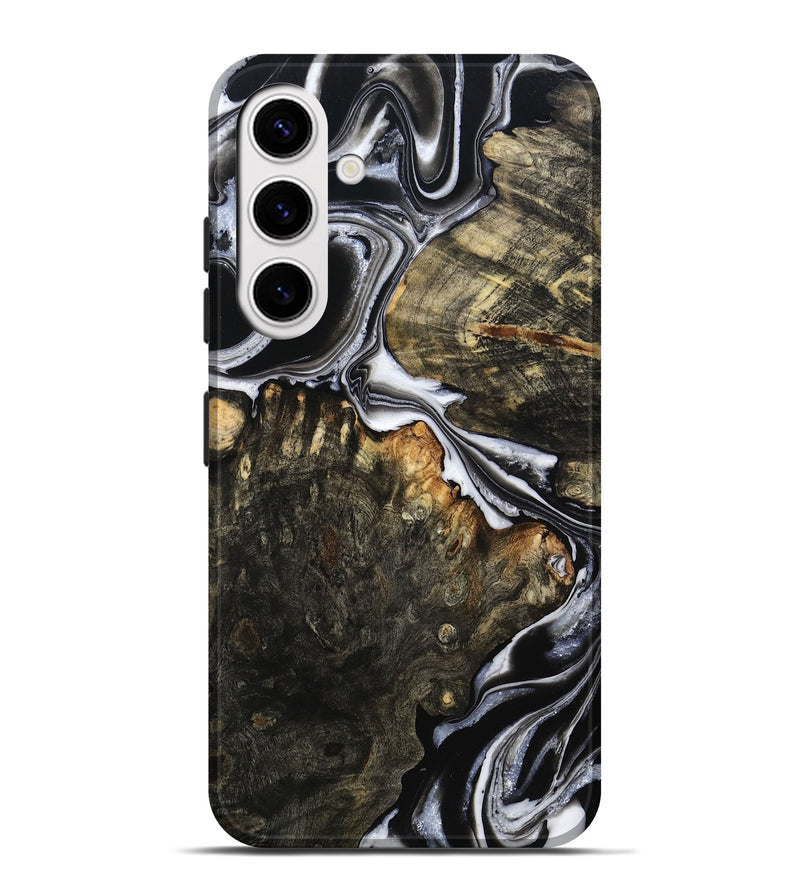 Galaxy S25 Plus Wood Live Edge Phone Case - Hoyt (Black & White, 800701)