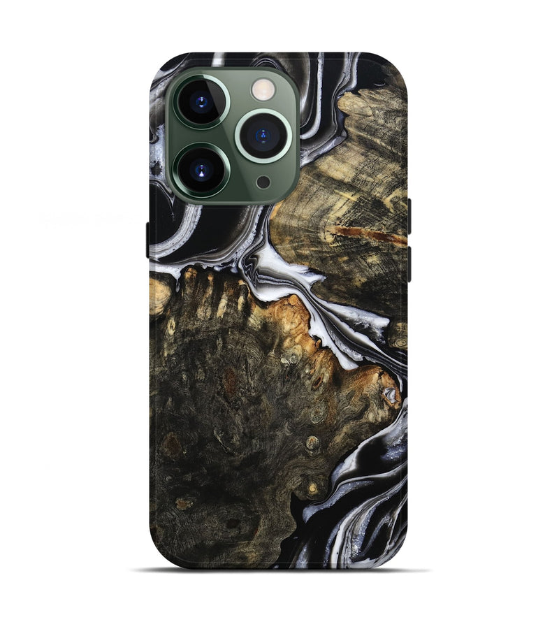 iPhone 13 Pro Wood Live Edge Phone Case - Hoyt (Black & White, 800701)