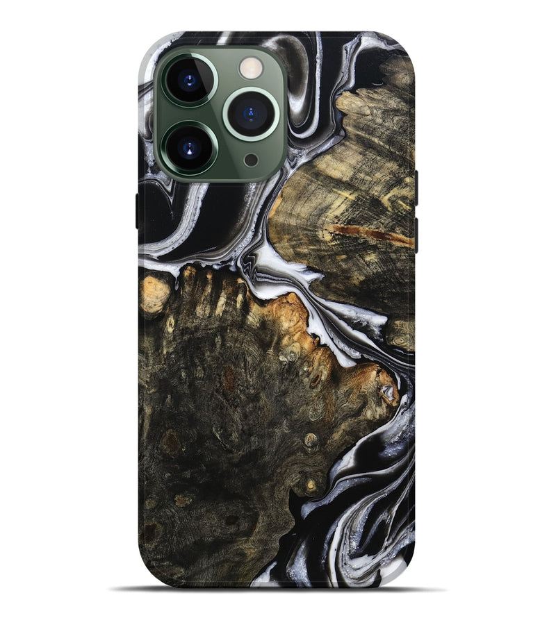 iPhone 13 Pro Max Wood Live Edge Phone Case - Hoyt (Black & White, 800701)
