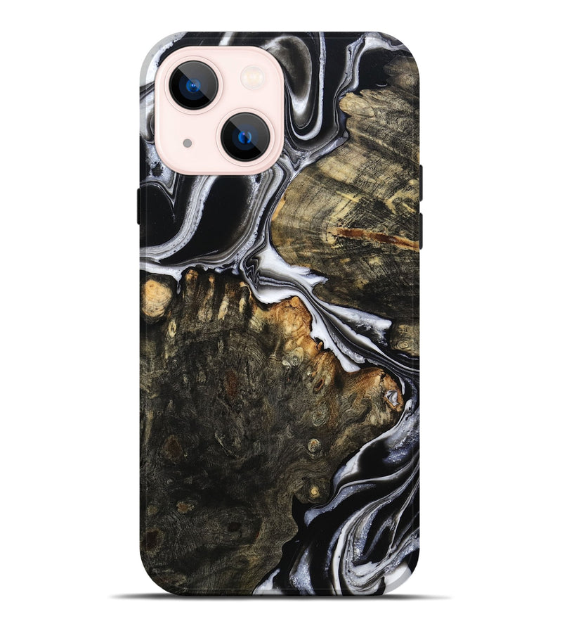 iPhone 14 Plus Wood Live Edge Phone Case - Hoyt (Black & White, 800701)