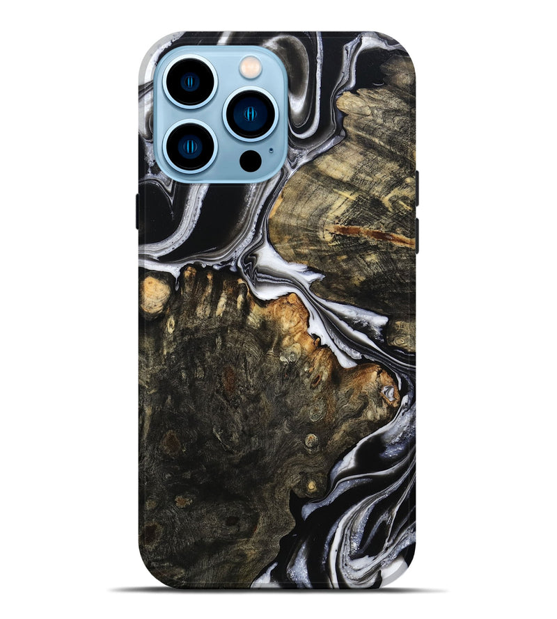 iPhone 14 Pro Max Wood Live Edge Phone Case - Hoyt (Black & White, 800701)