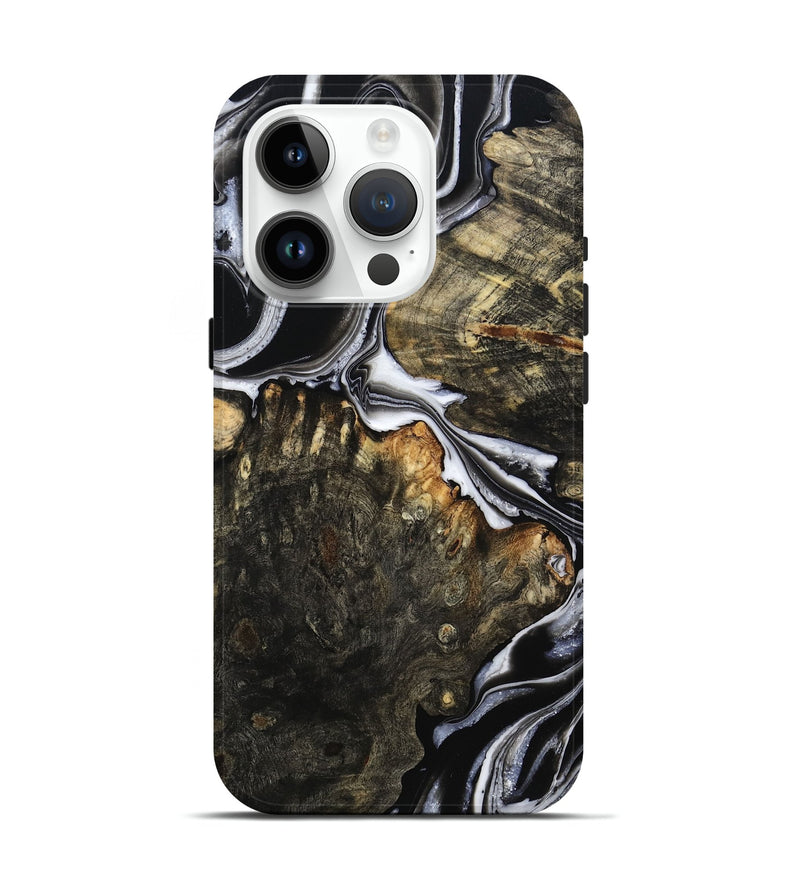 iPhone 15 Pro Wood Live Edge Phone Case - Hoyt (Black & White, 800701)