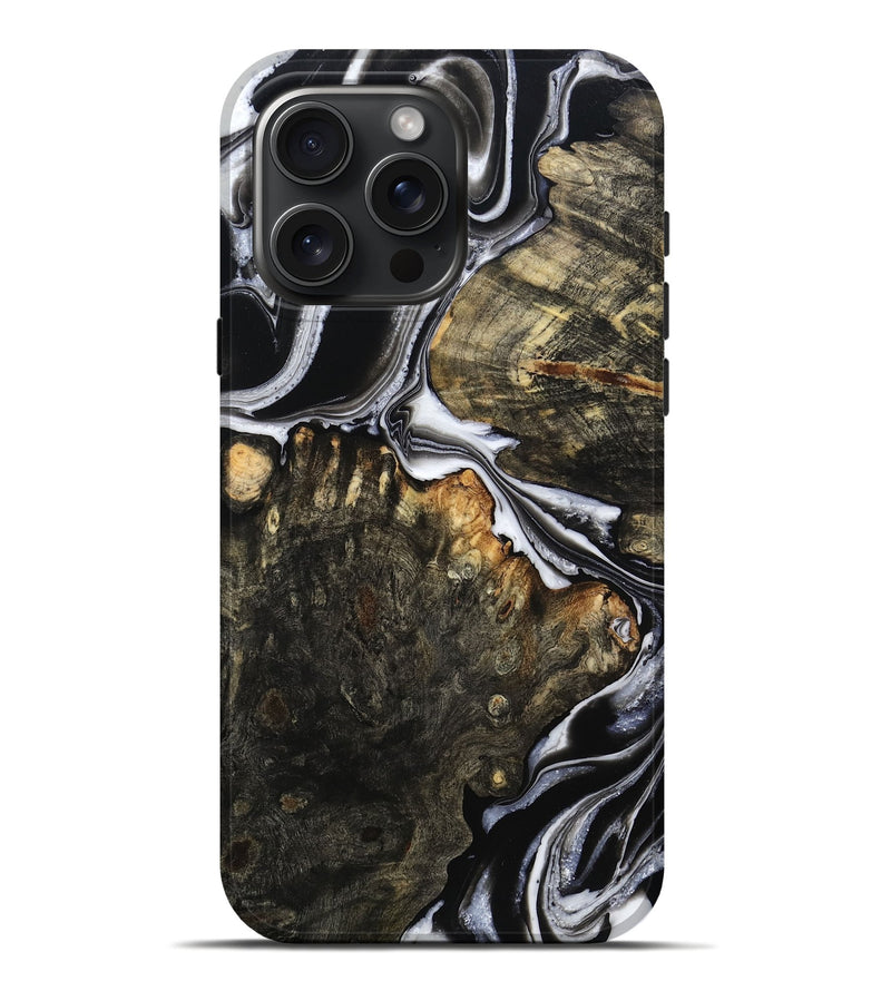 iPhone 16 Pro Max Wood Live Edge Phone Case - Hoyt (Black & White, 800701)