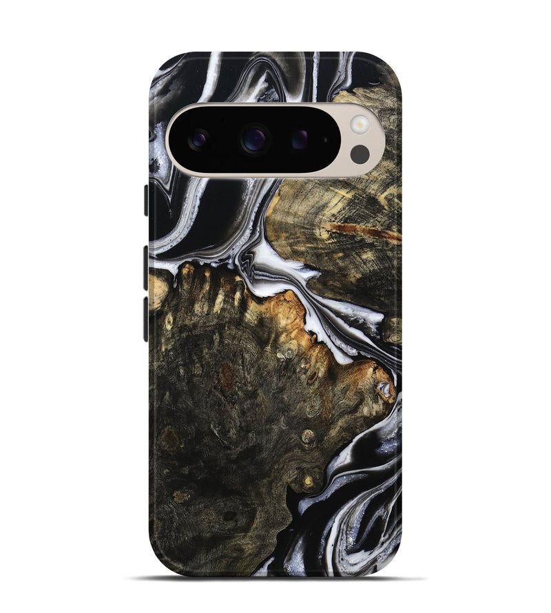 Pixel 9 Pro Wood Live Edge Phone Case - Hoyt (Black & White, 800701)