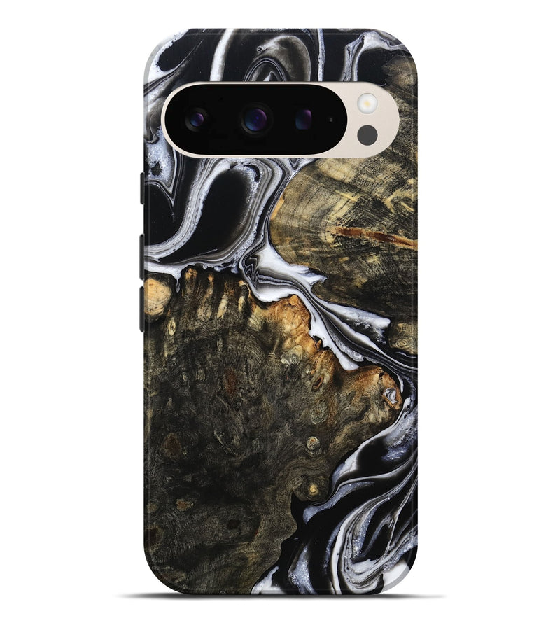 Pixel 9 Pro XL Wood Live Edge Phone Case - Hoyt (Black & White, 800701)