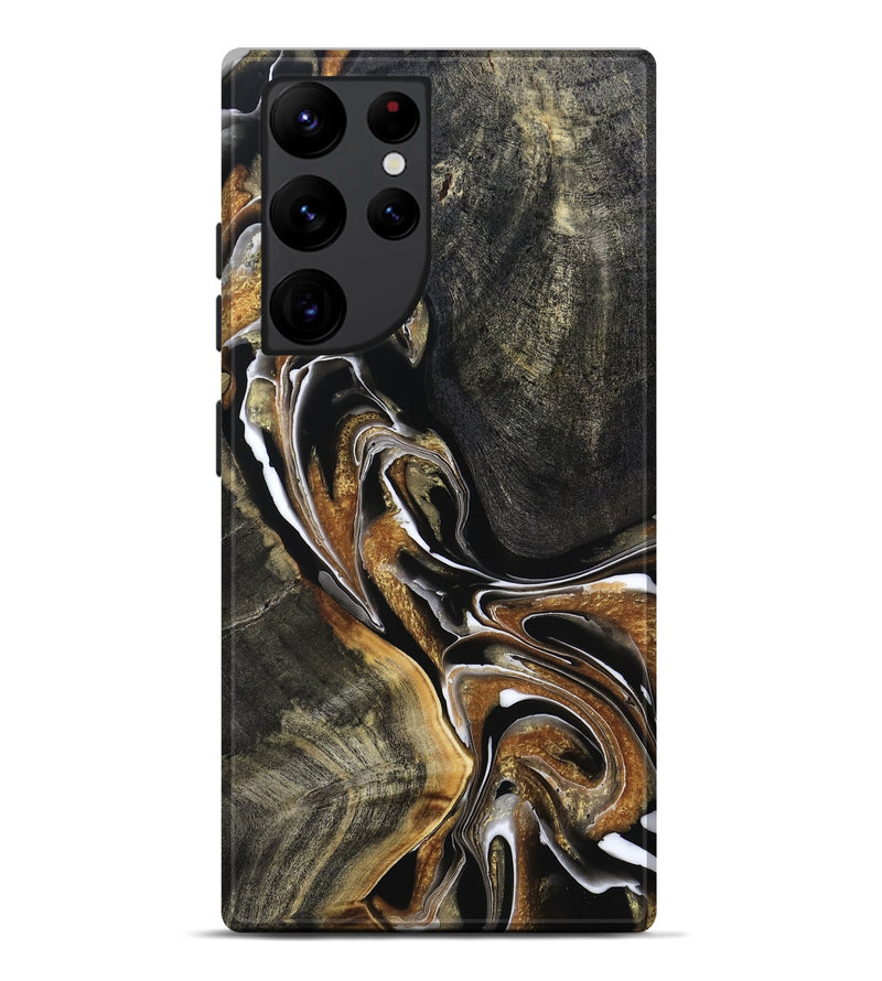 Galaxy S22 Ultra Wood Live Edge Phone Case - Roni (Black & White, 800702)