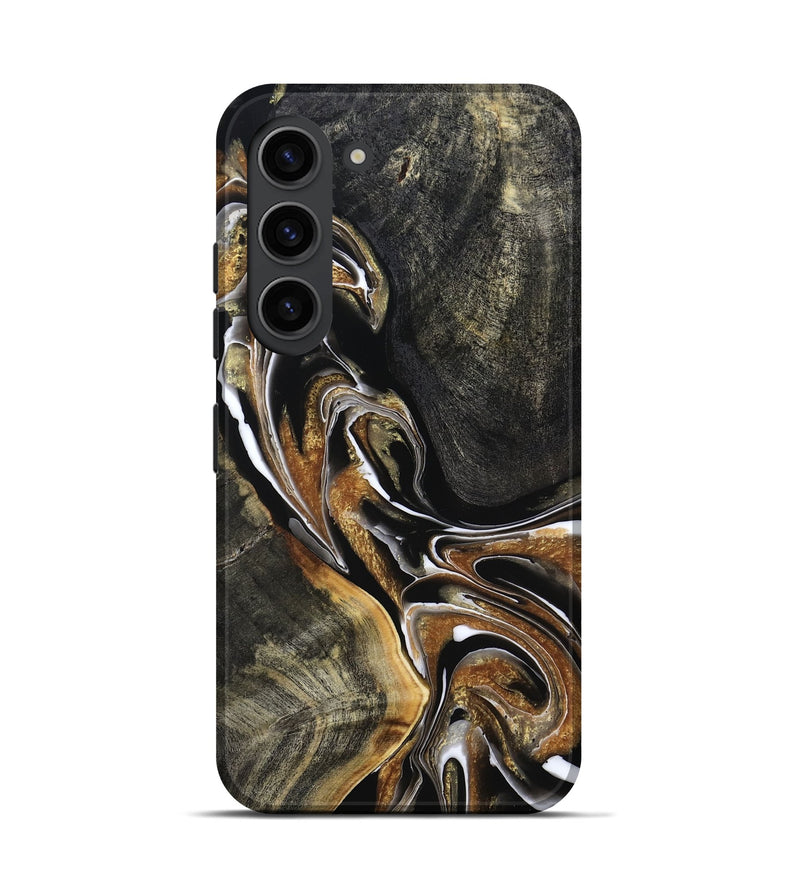 Galaxy S23 Wood Live Edge Phone Case - Roni (Black & White, 800702)
