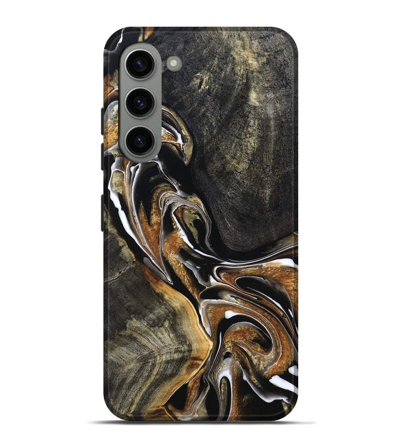 Galaxy S23 Plus Wood Live Edge Phone Case - Roni (Black & White, 800702)