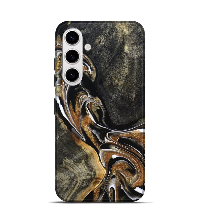 Galaxy S25 Wood Live Edge Phone Case - Roni (Black & White, 800702)
