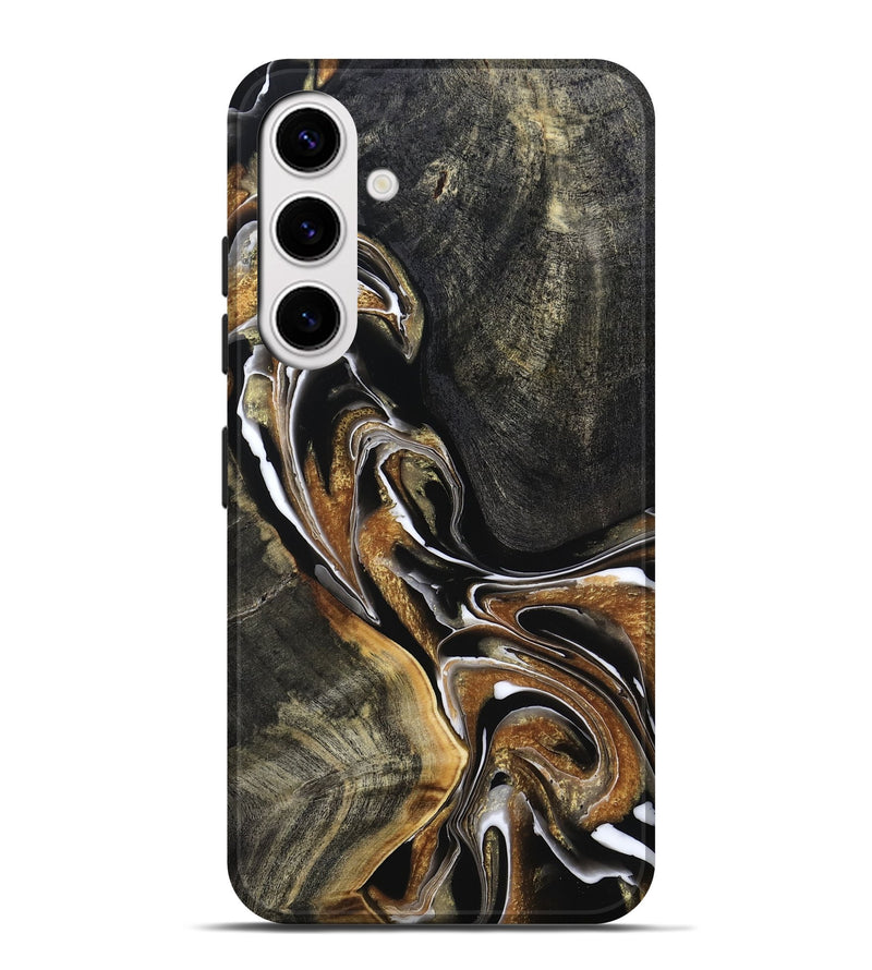 Galaxy S25 Plus Wood Live Edge Phone Case - Roni (Black & White, 800702)