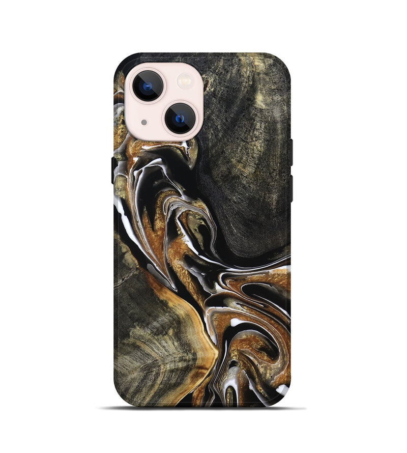 iPhone 13 mini Wood Live Edge Phone Case - Roni (Black & White, 800702)