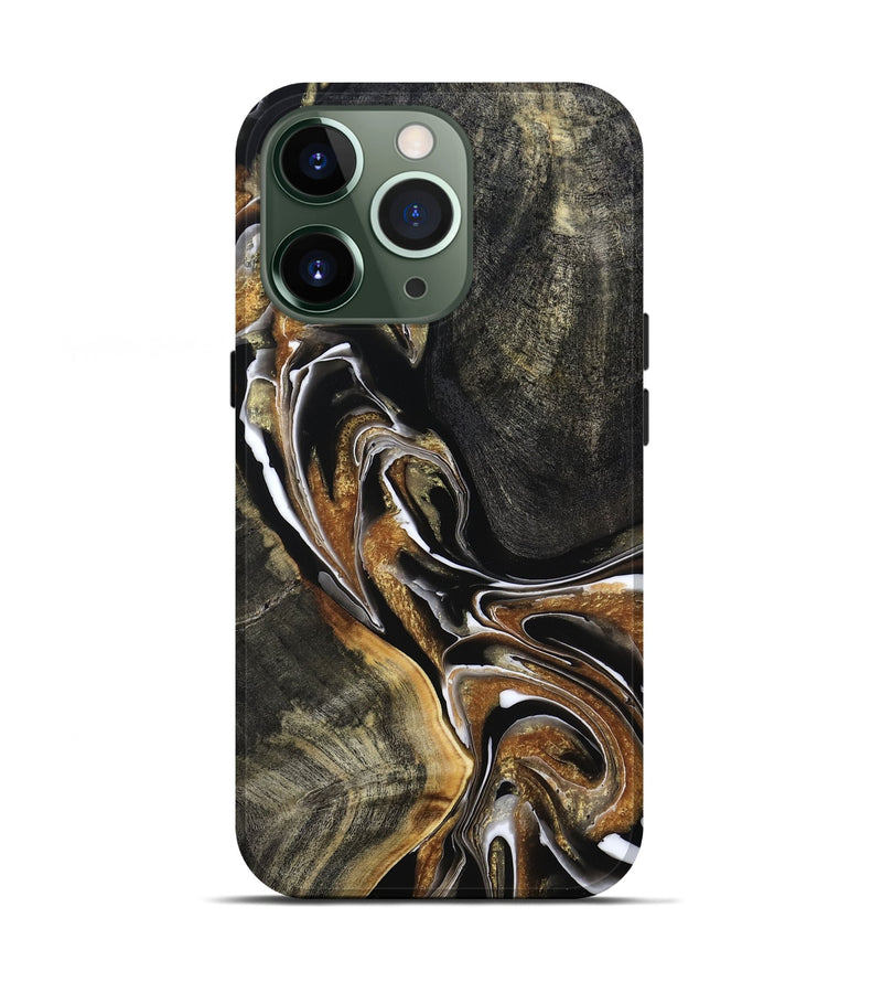 iPhone 13 Pro Wood Live Edge Phone Case - Roni (Black & White, 800702)