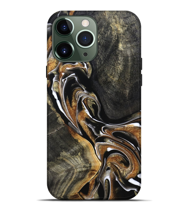 iPhone 13 Pro Max Wood Live Edge Phone Case - Roni (Black & White, 800702)