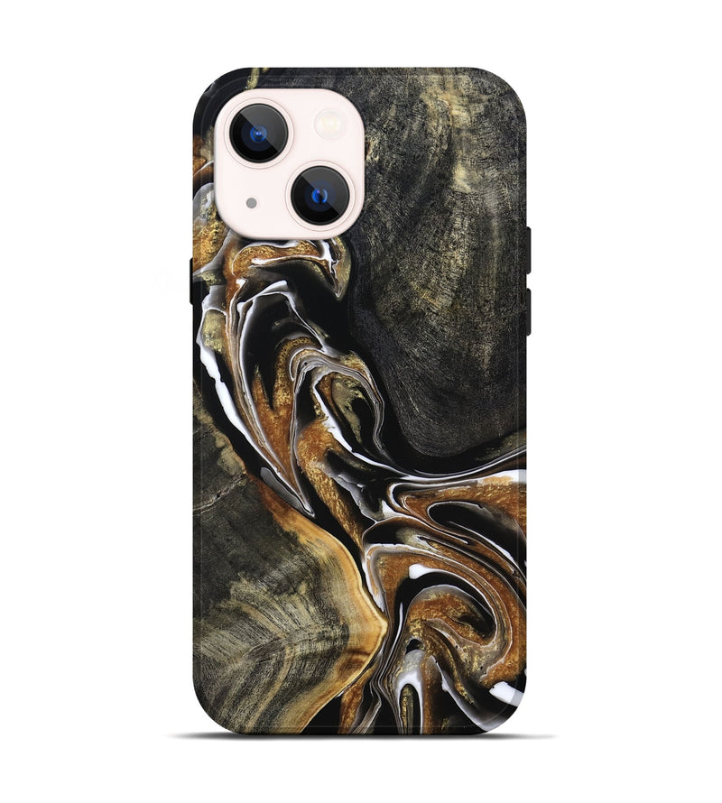 iPhone 14 Wood Live Edge Phone Case - Roni (Black & White, 800702)