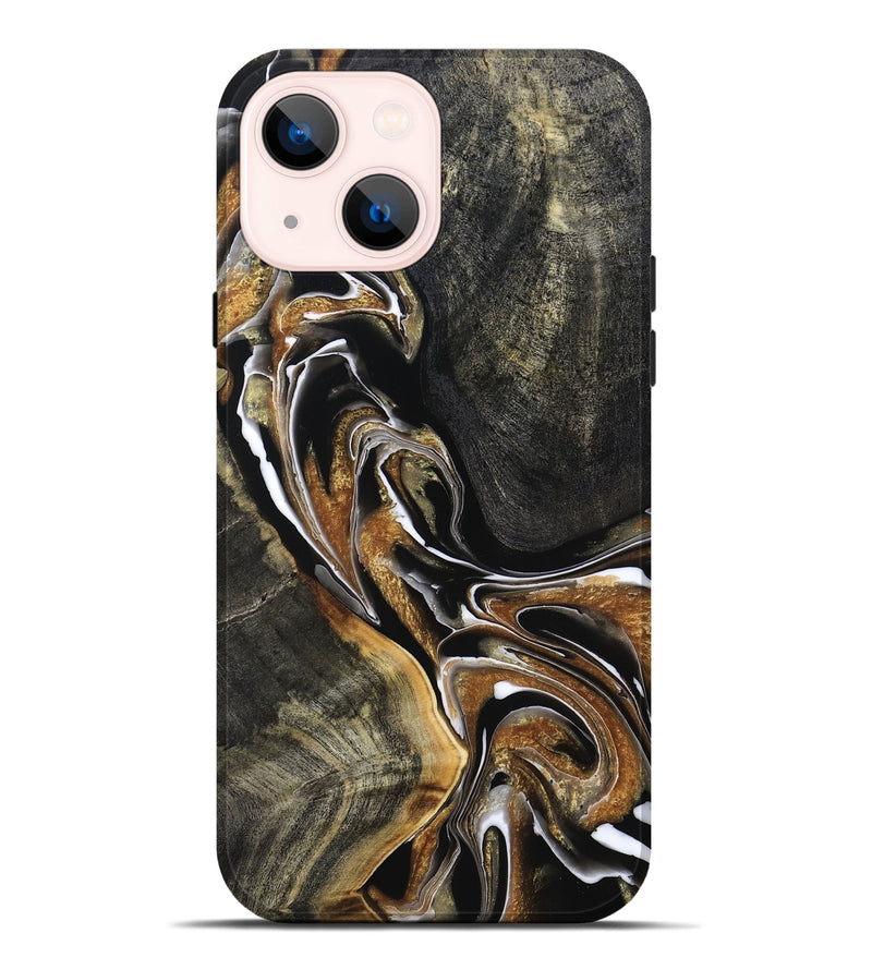iPhone 14 Plus Wood Live Edge Phone Case - Roni (Black & White, 800702)