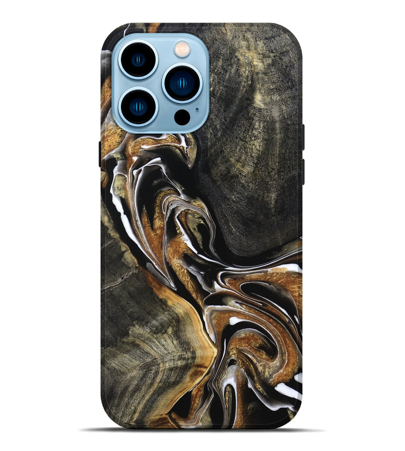 iPhone 14 Pro Max Wood Live Edge Phone Case - Roni (Black & White, 800702)