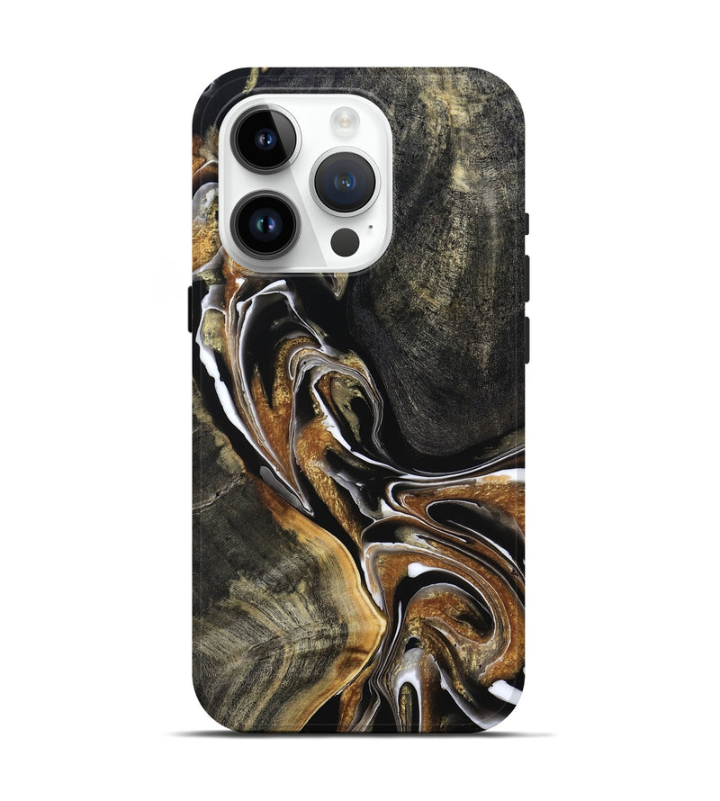 iPhone 15 Pro Wood Live Edge Phone Case - Roni (Black & White, 800702)