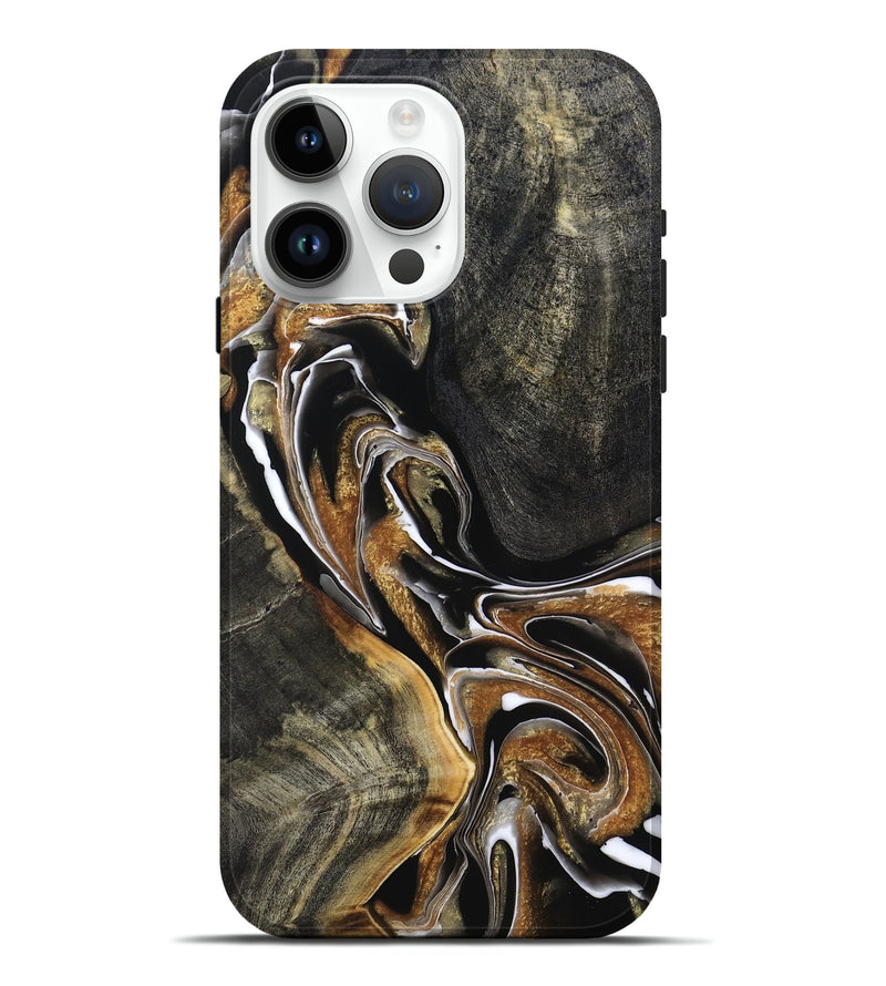 iPhone 15 Pro Max Wood Live Edge Phone Case - Roni (Black & White, 800702)