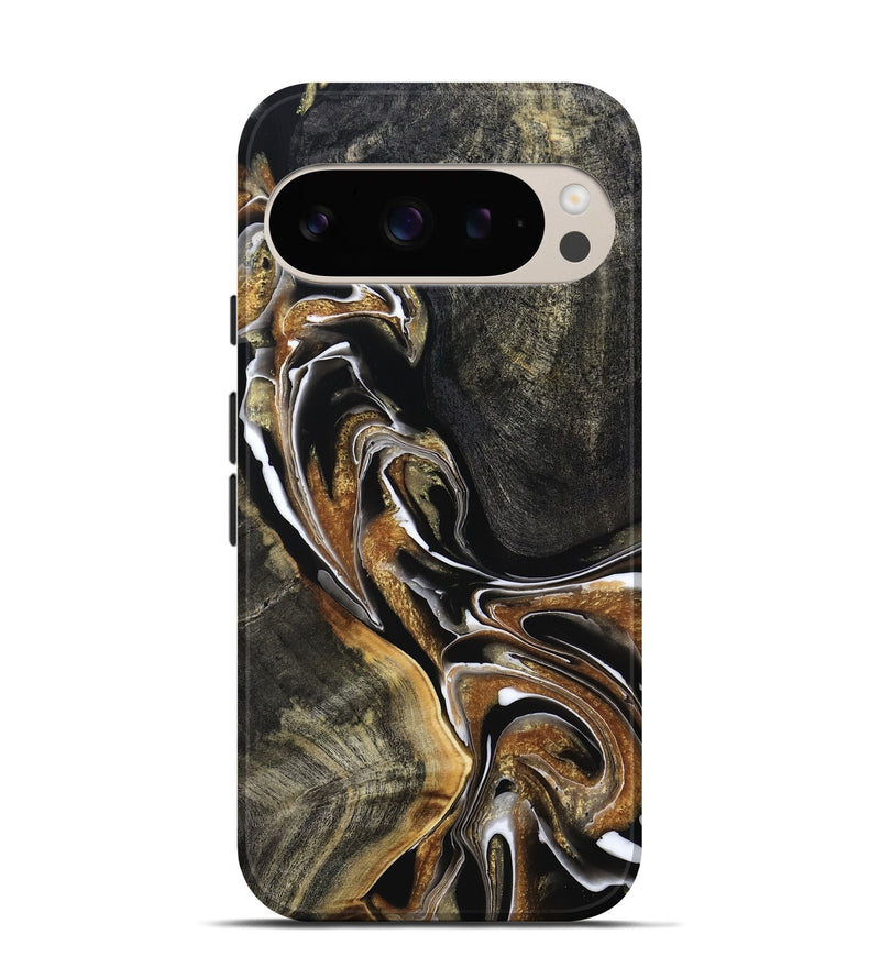 Pixel 9 Pro Wood Live Edge Phone Case - Roni (Black & White, 800702)