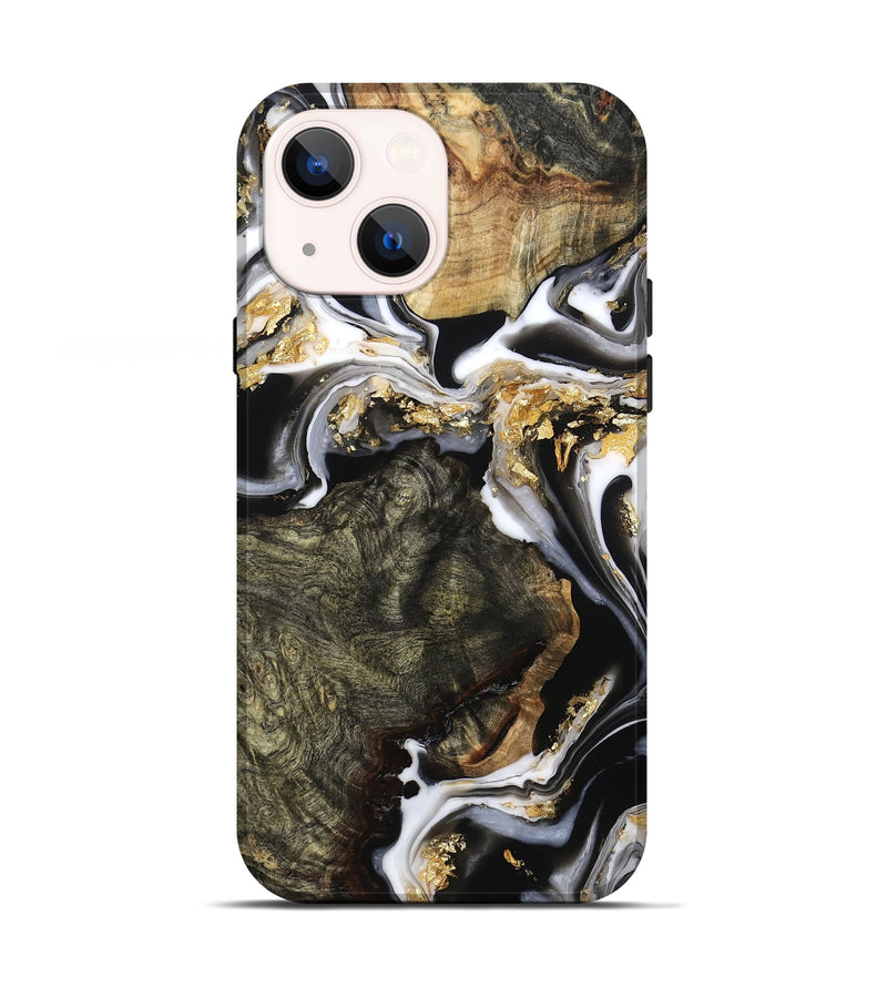 iPhone 13 Wood Live Edge Phone Case - Callie (Black & White, 800703)