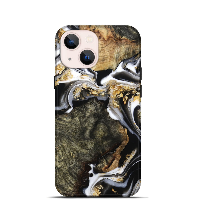 iPhone 13 mini Wood Live Edge Phone Case - Callie (Black & White, 800703)