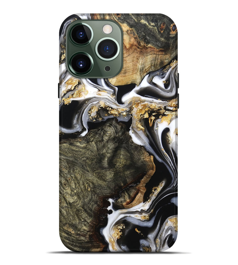 iPhone 13 Pro Max Wood Live Edge Phone Case - Callie (Black & White, 800703)