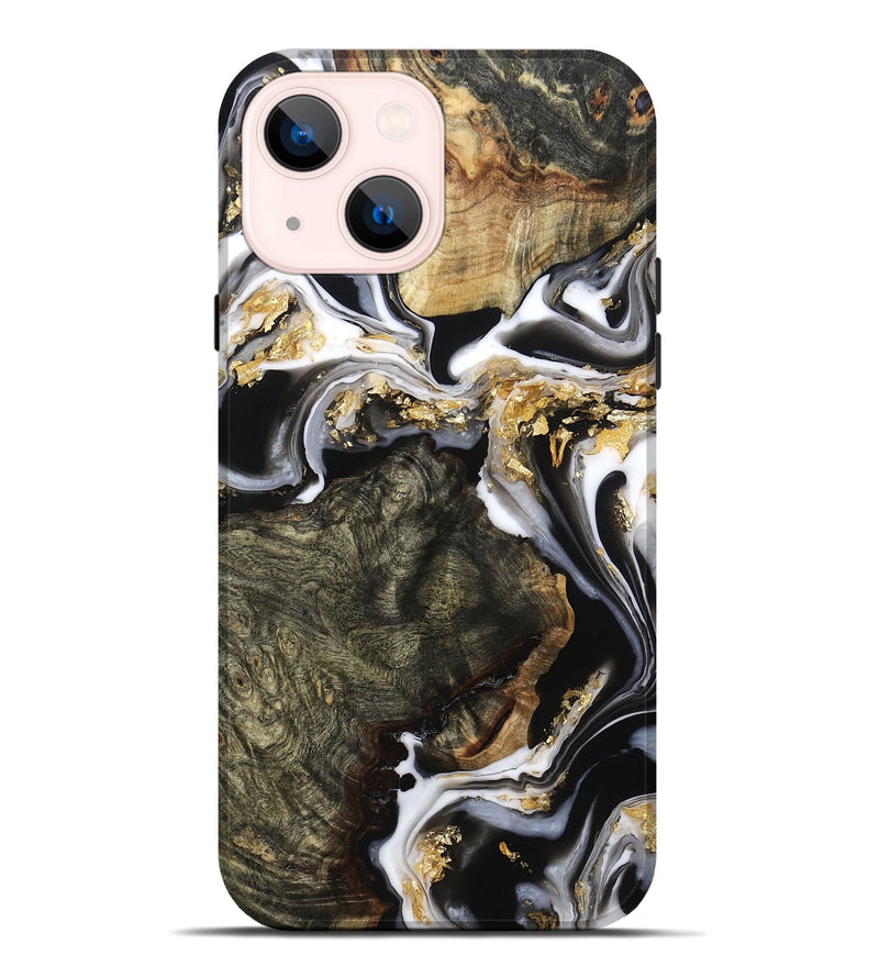 iPhone 14 Plus Wood Live Edge Phone Case - Callie (Black & White, 800703)