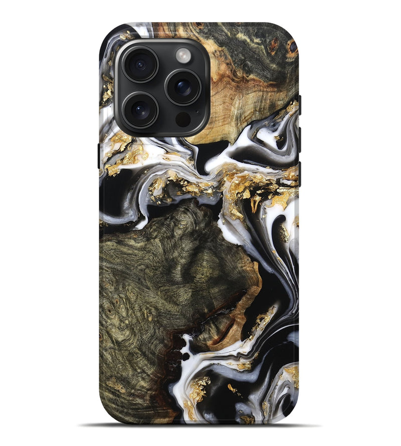 iPhone 16 Pro Max Wood Live Edge Phone Case - Callie (Black & White, 800703)