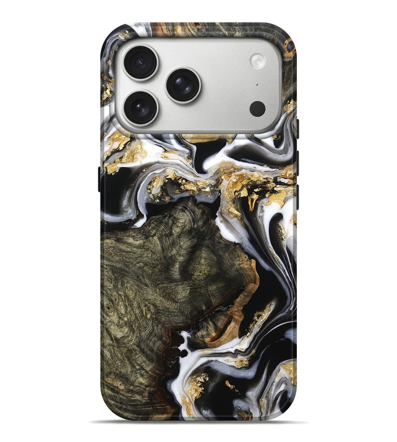 iPhone 17 Pro Max Wood Live Edge Phone Case - Callie (Black & White, 800703)