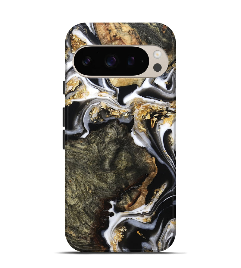 Pixel 9 Pro Wood Live Edge Phone Case - Callie (Black & White, 800703)