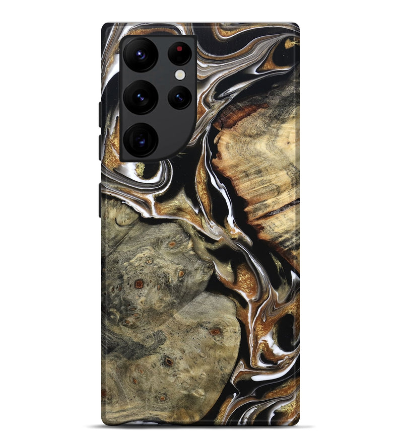 Galaxy S22 Ultra Wood Live Edge Phone Case - Maud (Black & White, 800704)