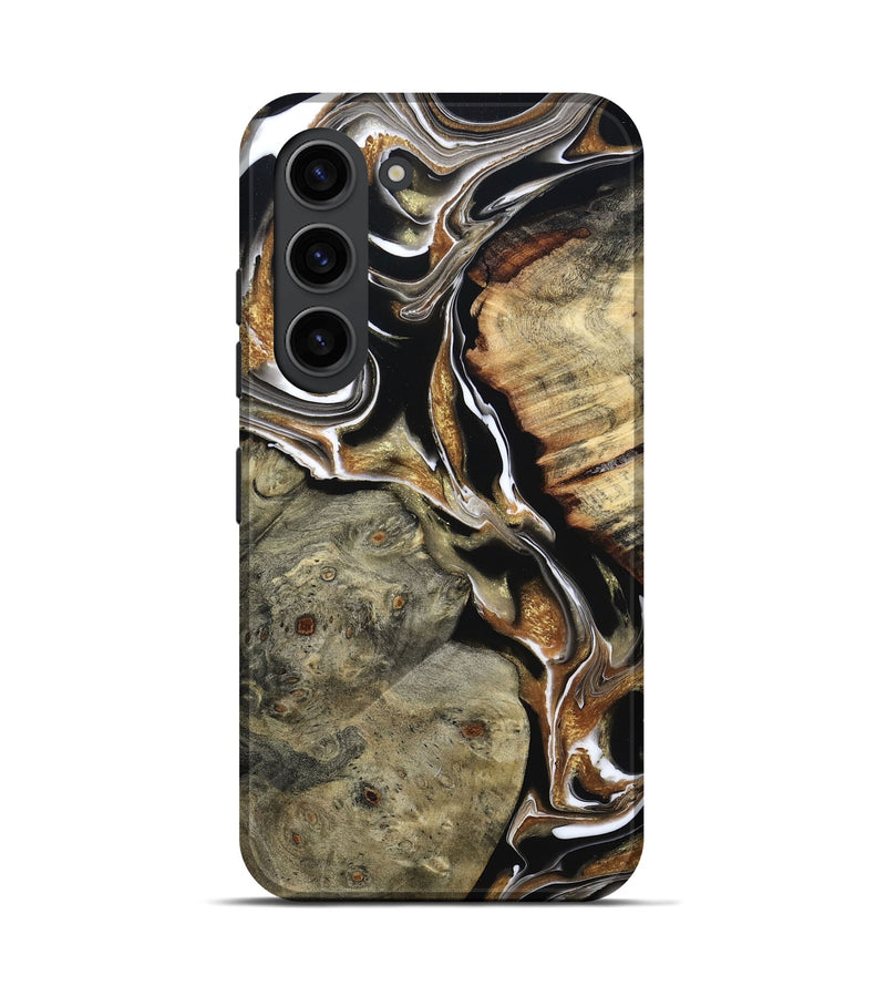 Galaxy S23 Wood Live Edge Phone Case - Maud (Black & White, 800704)