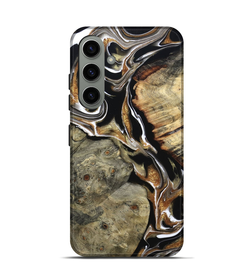 Galaxy S24 Wood Live Edge Phone Case - Maud (Black & White, 800704)