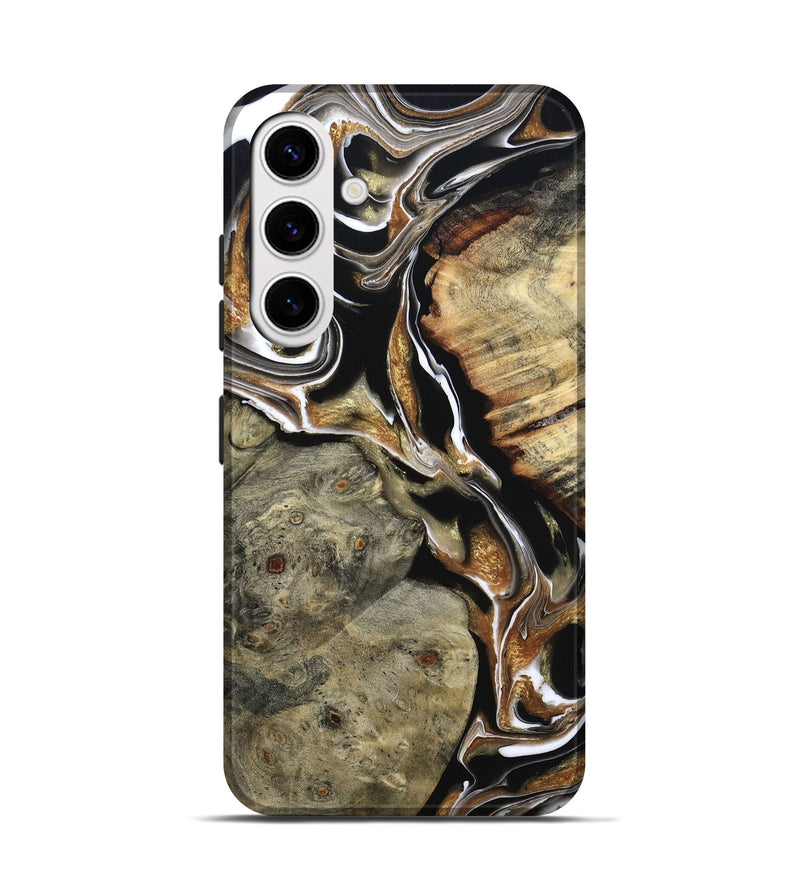 Galaxy S25 Wood Live Edge Phone Case - Maud (Black & White, 800704)