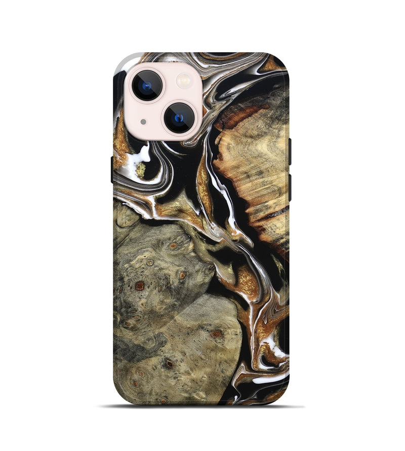 iPhone 13 mini Wood Live Edge Phone Case - Maud (Black & White, 800704)