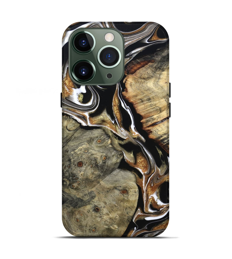 iPhone 13 Pro Wood Live Edge Phone Case - Maud (Black & White, 800704)