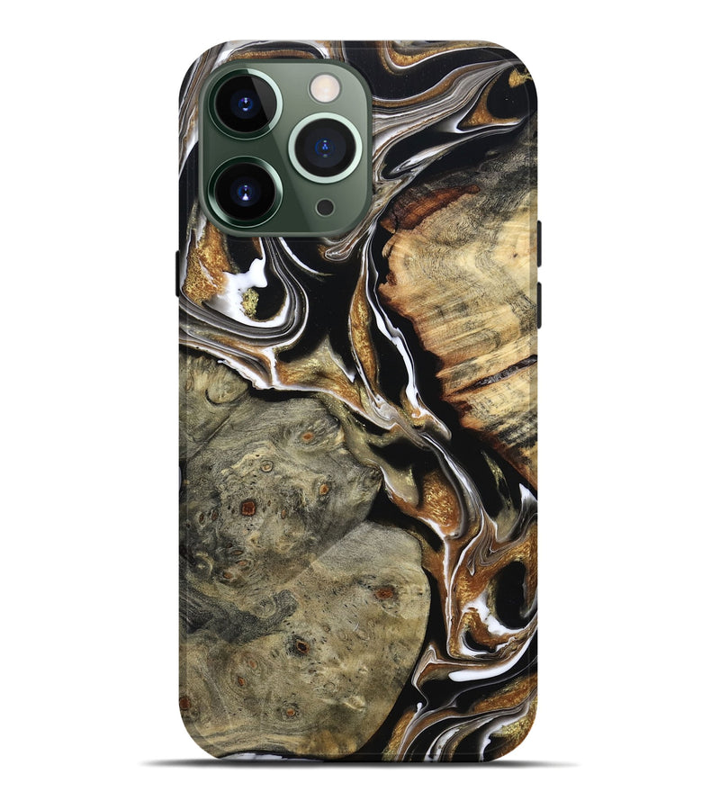 iPhone 13 Pro Max Wood Live Edge Phone Case - Maud (Black & White, 800704)
