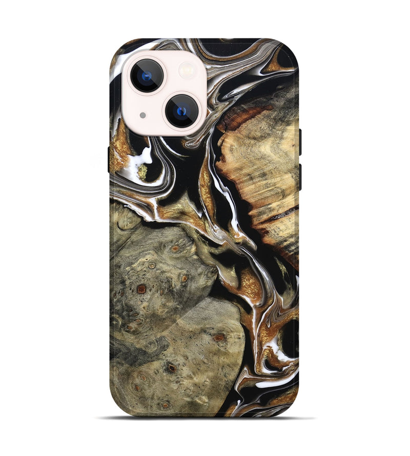 iPhone 14 Wood Live Edge Phone Case - Maud (Black & White, 800704)