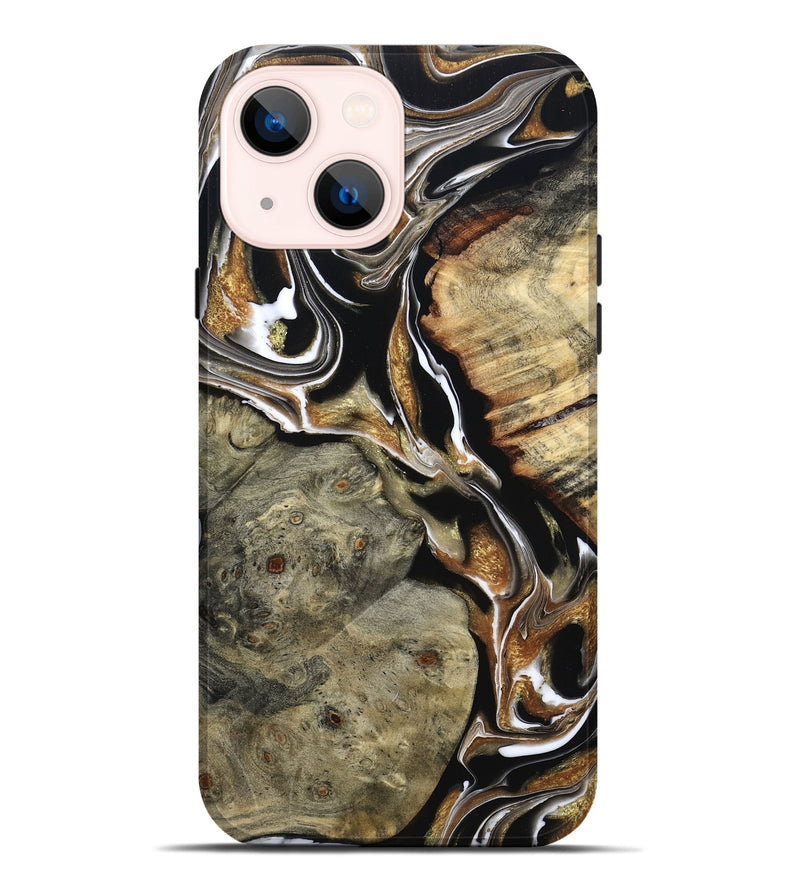 iPhone 14 Plus Wood Live Edge Phone Case - Maud (Black & White, 800704)