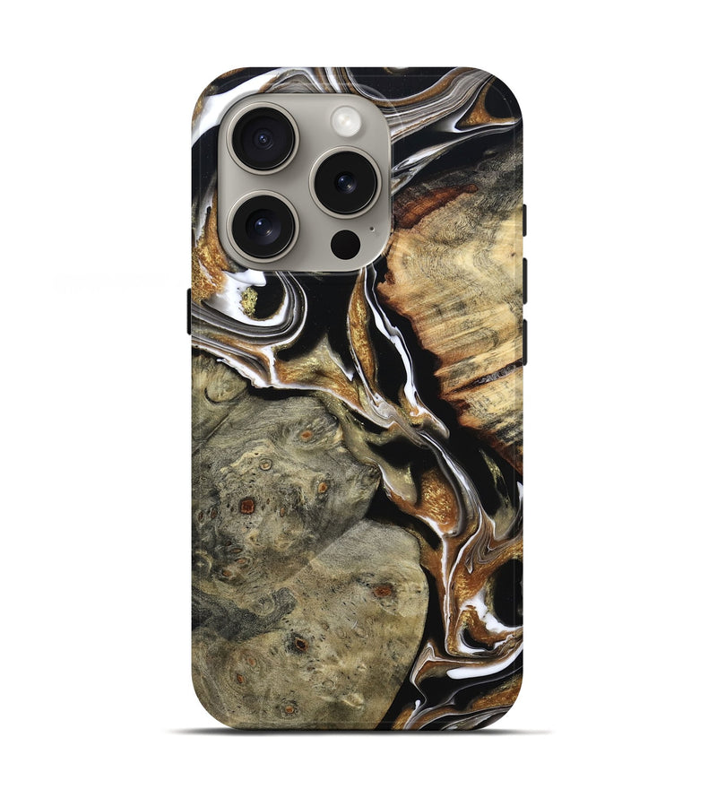 iPhone 16 Pro Wood Live Edge Phone Case - Maud (Black & White, 800704)