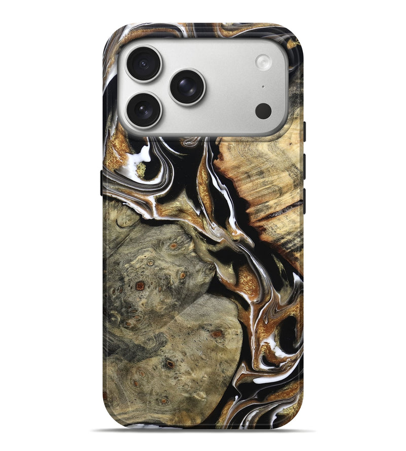 iPhone 17 Pro Max Wood Live Edge Phone Case - Maud (Black & White, 800704)