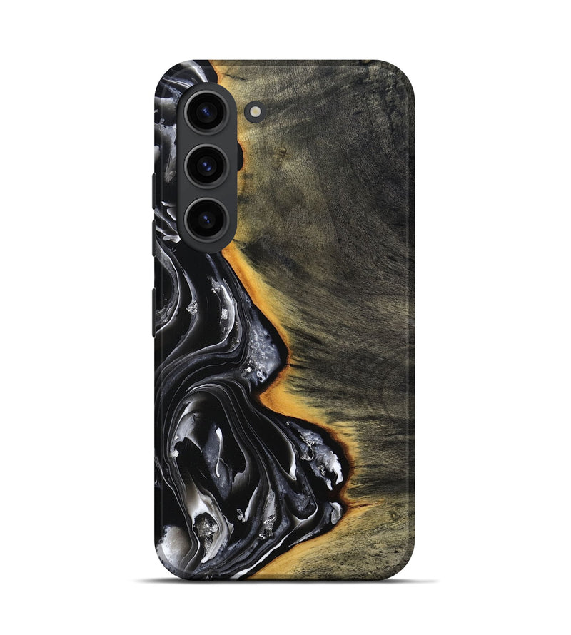 Galaxy S23 Wood Live Edge Phone Case - Carson (Black & White, 800705)