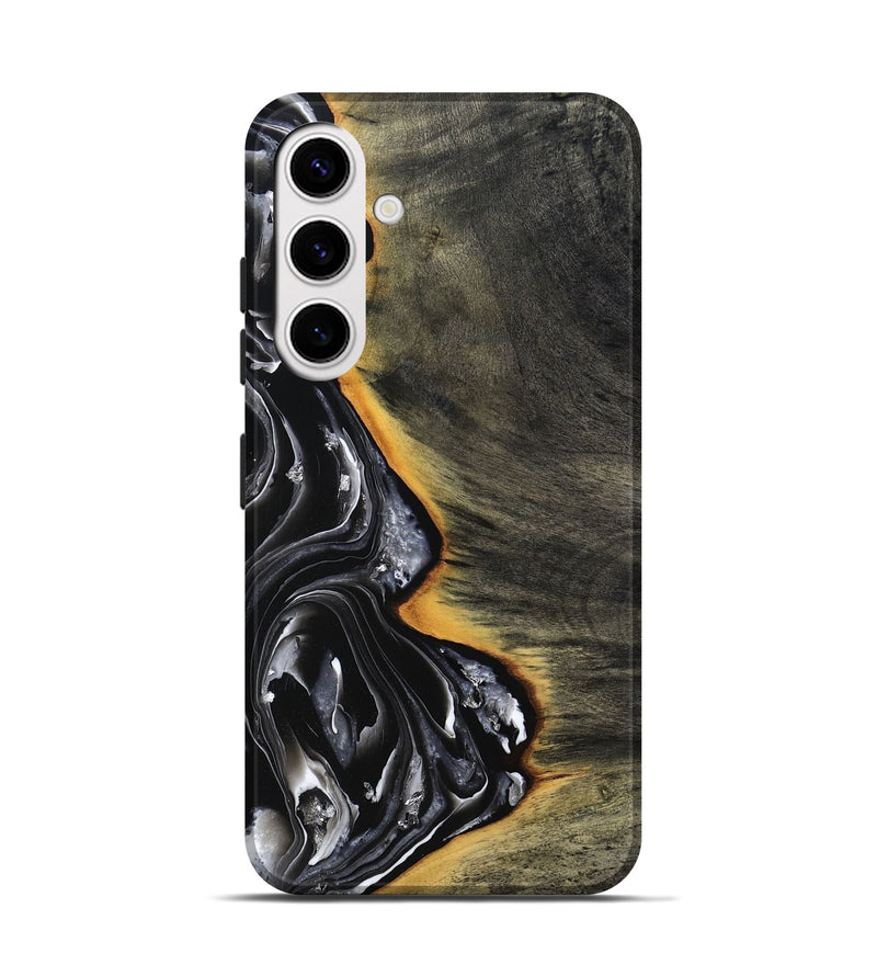 Galaxy S25 Wood Live Edge Phone Case - Carson (Black & White, 800705)