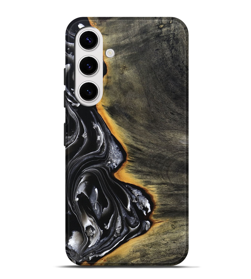 Galaxy S25 Plus Wood Live Edge Phone Case - Carson (Black & White, 800705)