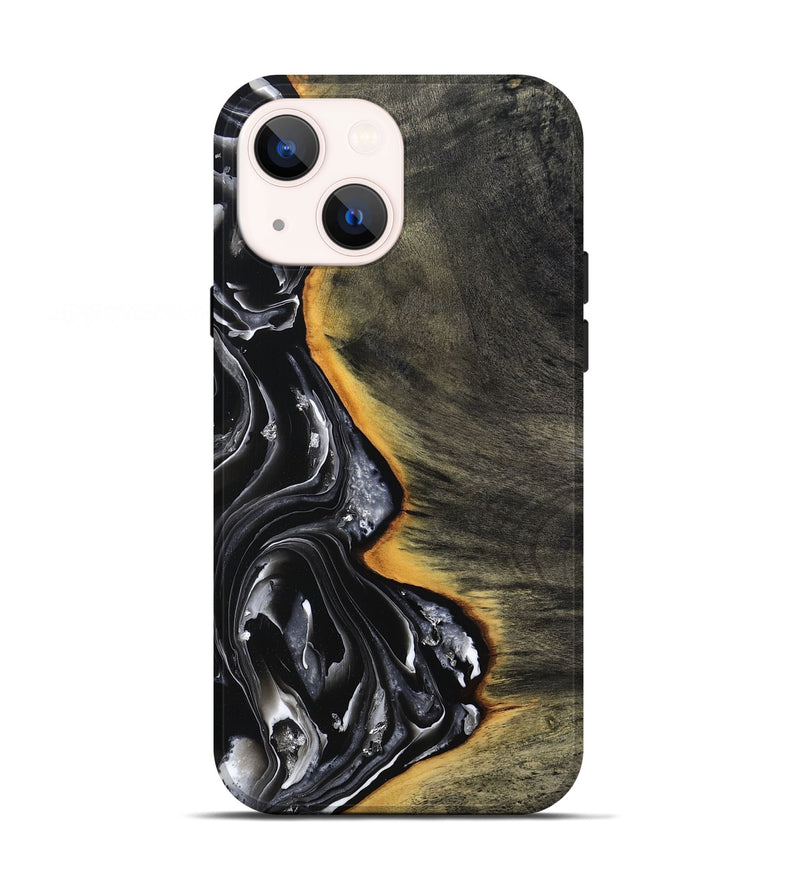 iPhone 13 Wood Live Edge Phone Case - Carson (Black & White, 800705)