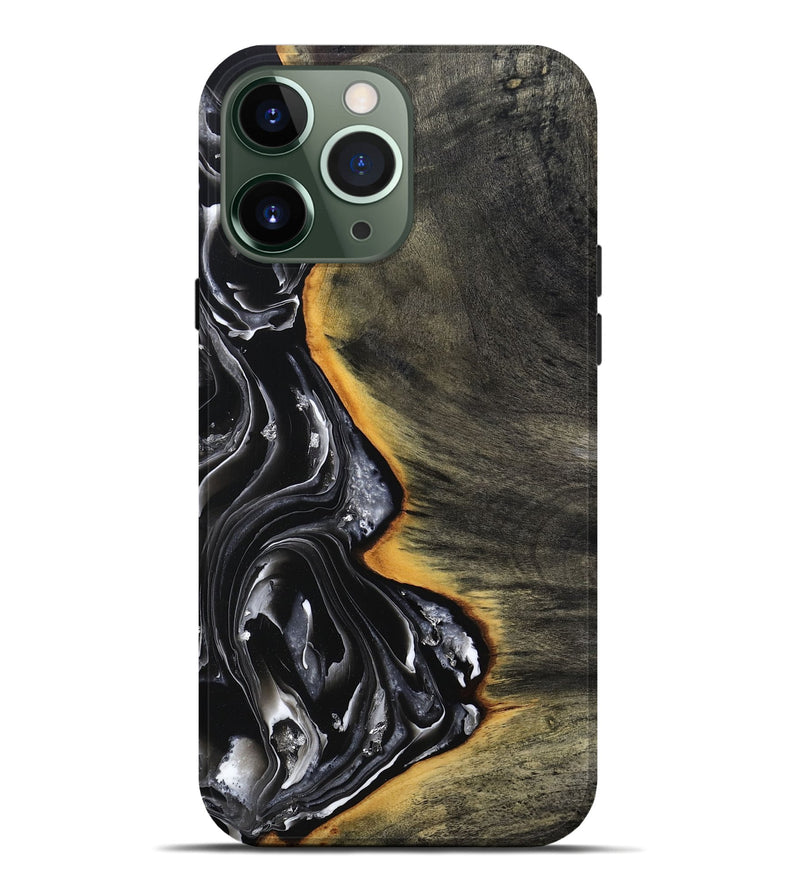 iPhone 13 Pro Max Wood Live Edge Phone Case - Carson (Black & White, 800705)
